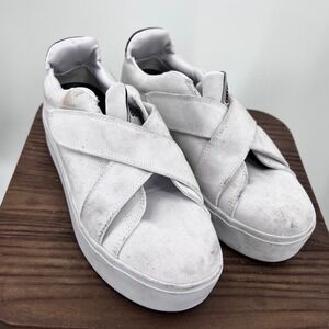 GOATS 728 W White Fabric Upper Slip On Sneakers Hook Loop Strap Size‎ 8 EU 38
